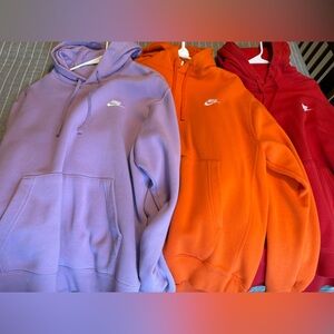 Nike BUNDLE OF 3 Bold Orange, Red and Lavender Hoodies